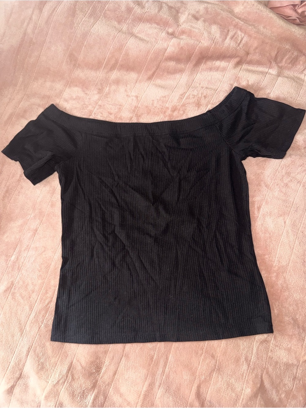 Old Navy Black Off-Shoulder Black Ribbed Top